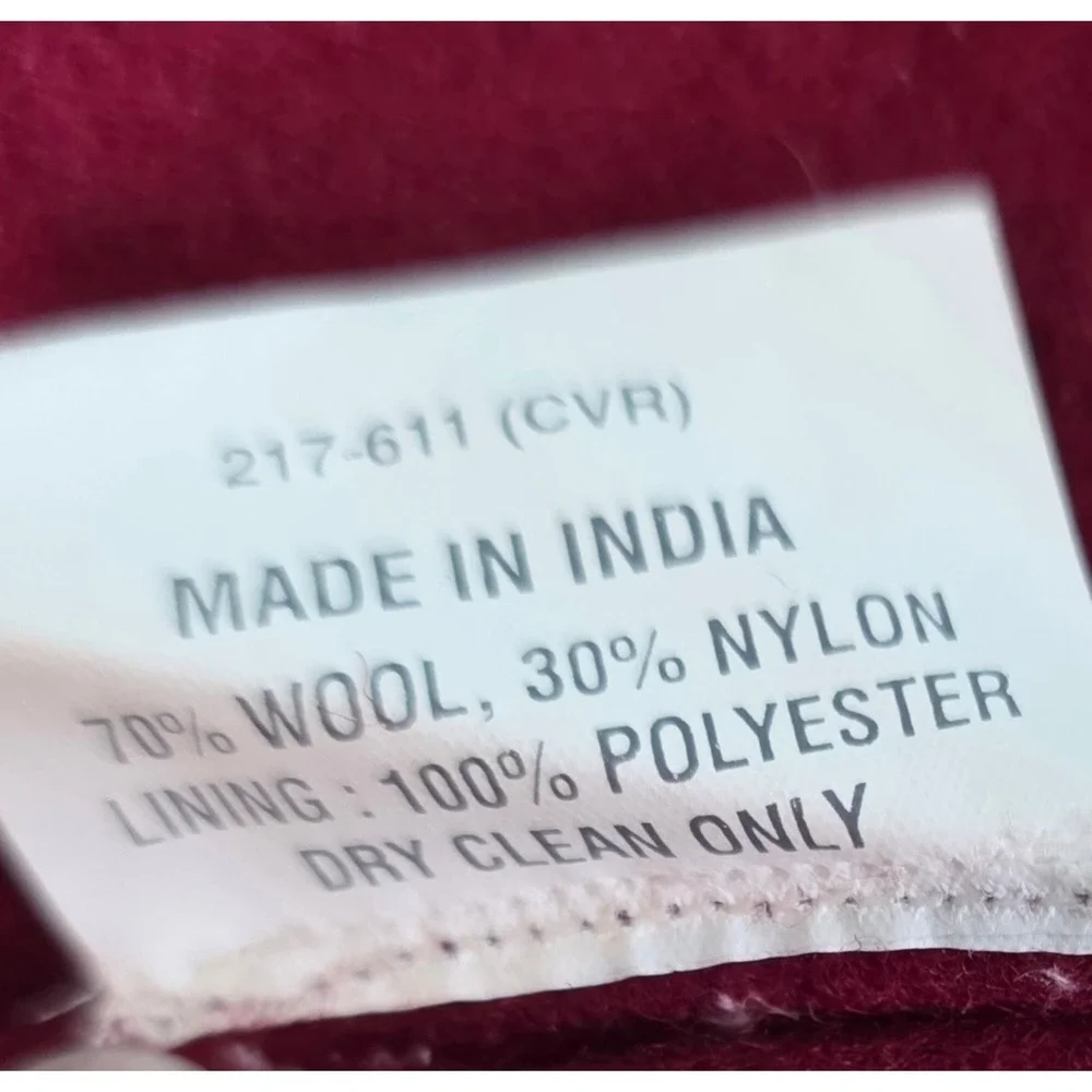 Crate & Barrel Avalon Gold‎ Embroidered Pillow Red Wool 16x16 Zip Feather Insert
